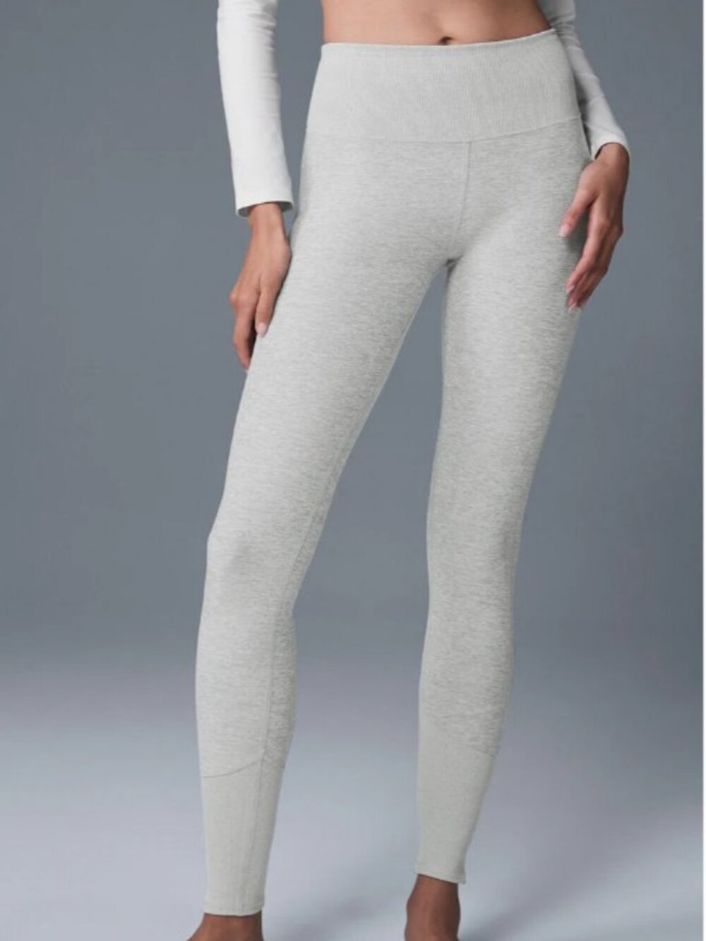 Alo Yoga Alosoft High-Waist Lounge Legging Heather Grey Small Buttery Soft EUC